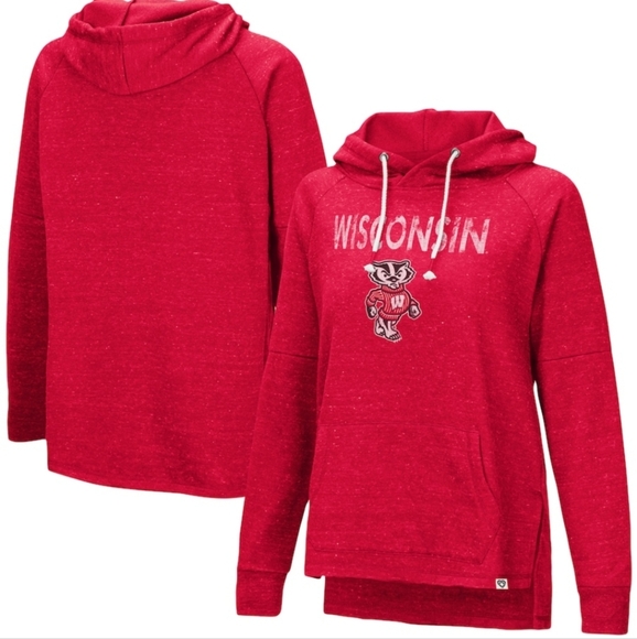 Colosseum Wisconsin Badgers Nolle Slub Raglan Pullover Hoodie Size Medium - Picture 1 of 9